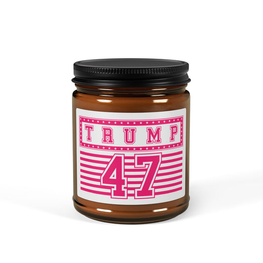 Trump is #47 - PINK - Scented Soy Candle (Multi-Size, Amber Jar)