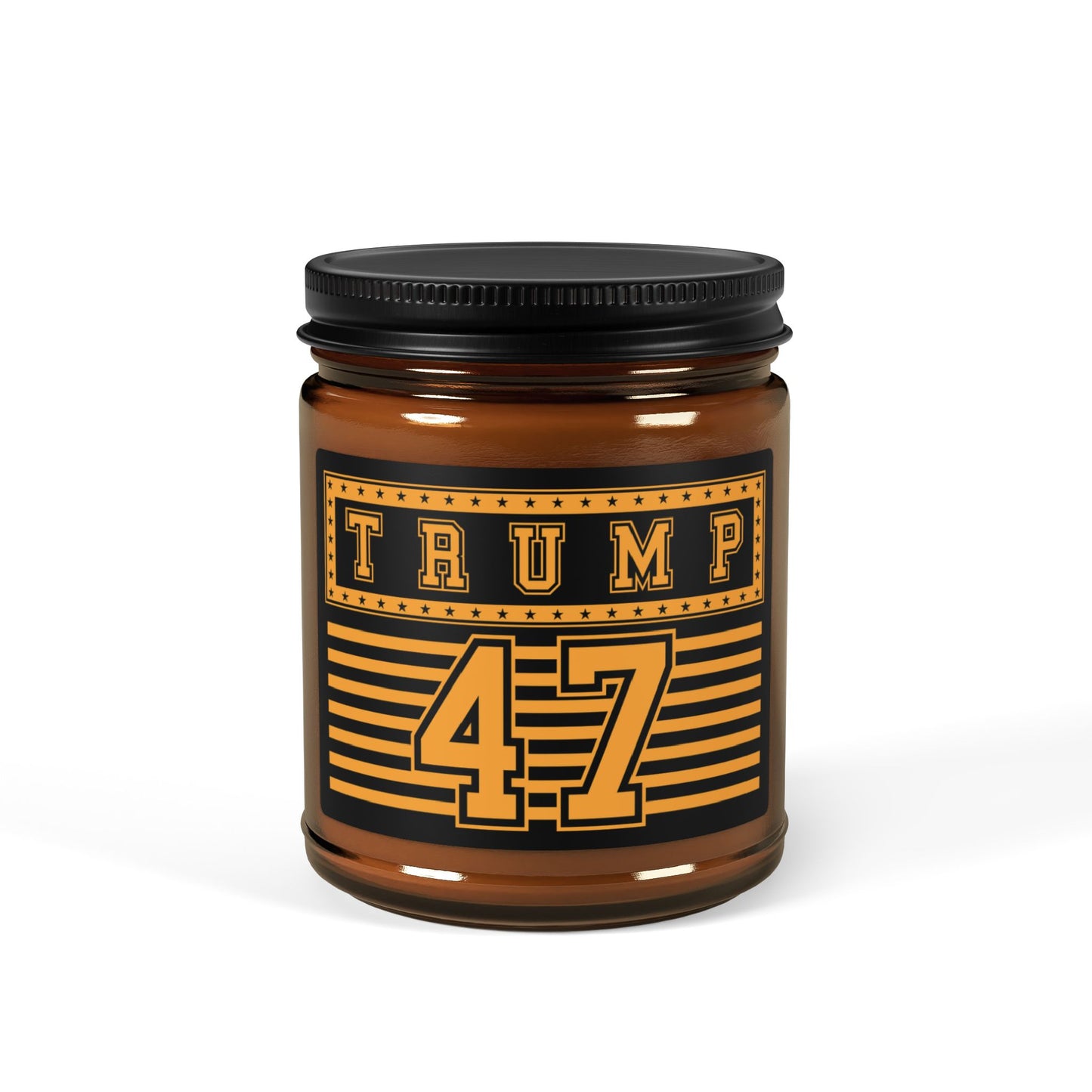 Trump is #47 - Gold & Black - Scented Soy Candle (Multi-Size, Amber Jar)